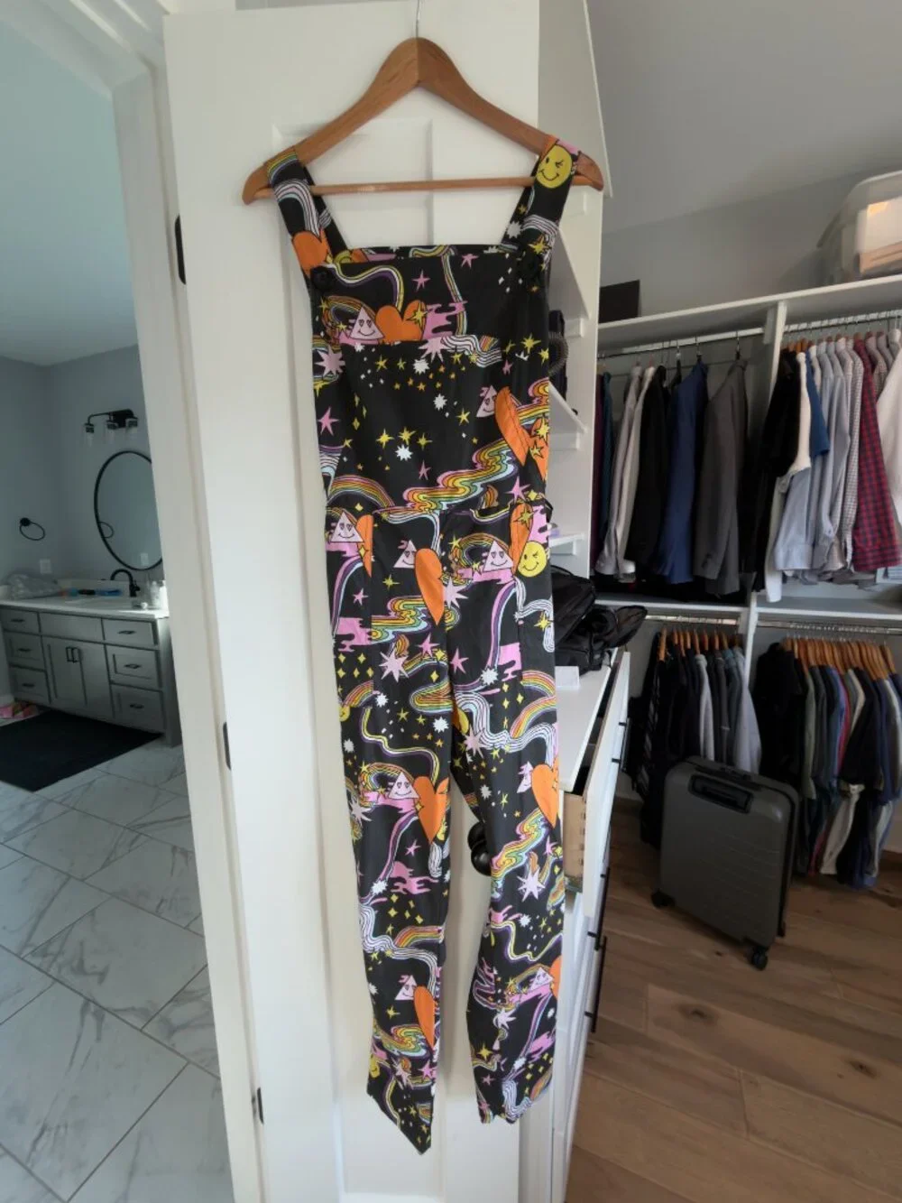 Nooworks Better Days Psychedelic Black Patterned Overalls Jumpsuit